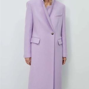 ZARA 75% WOOL PREMIUM COLLECTION COAT LIMITED EDITION MANTECO LILAC S L 2581/747